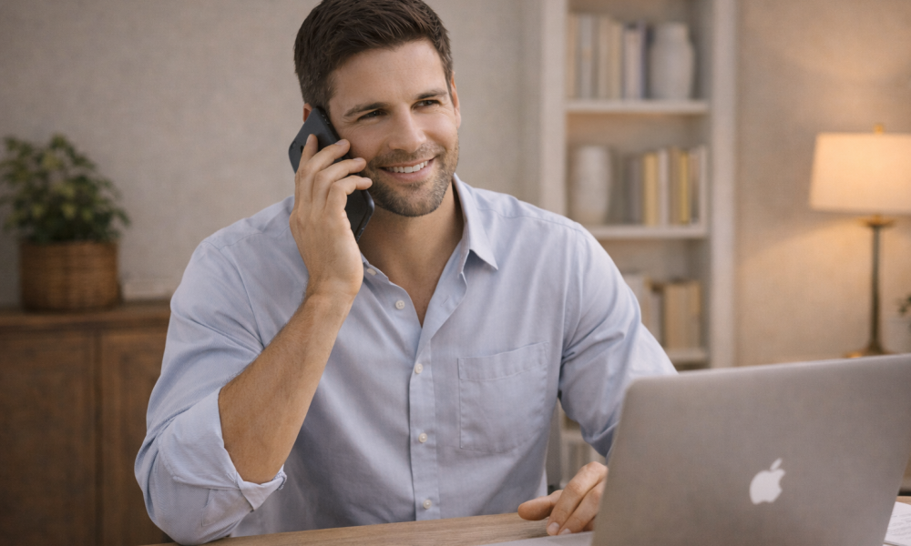 Hombre de negocios en videollamada